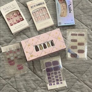 Gold and Pink Press-On Nails